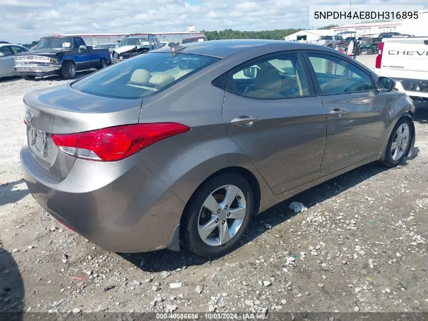 2013 Hyundai Elantra Gls VIN: 5NPDH4AE8DH316895 Lot: 40506686