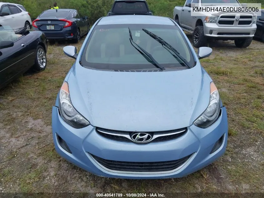 2013 Hyundai Elantra Gls/Limited VIN: KMHDH4AE0DU806006 Lot: 40541789