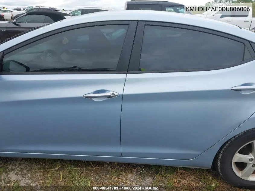 2013 Hyundai Elantra Gls/Limited VIN: KMHDH4AE0DU806006 Lot: 40541789