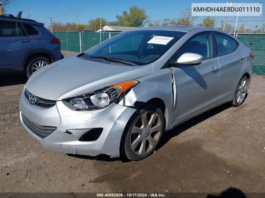 KMHDH4AE8DU011110 2013 Hyundai Elantra Limited