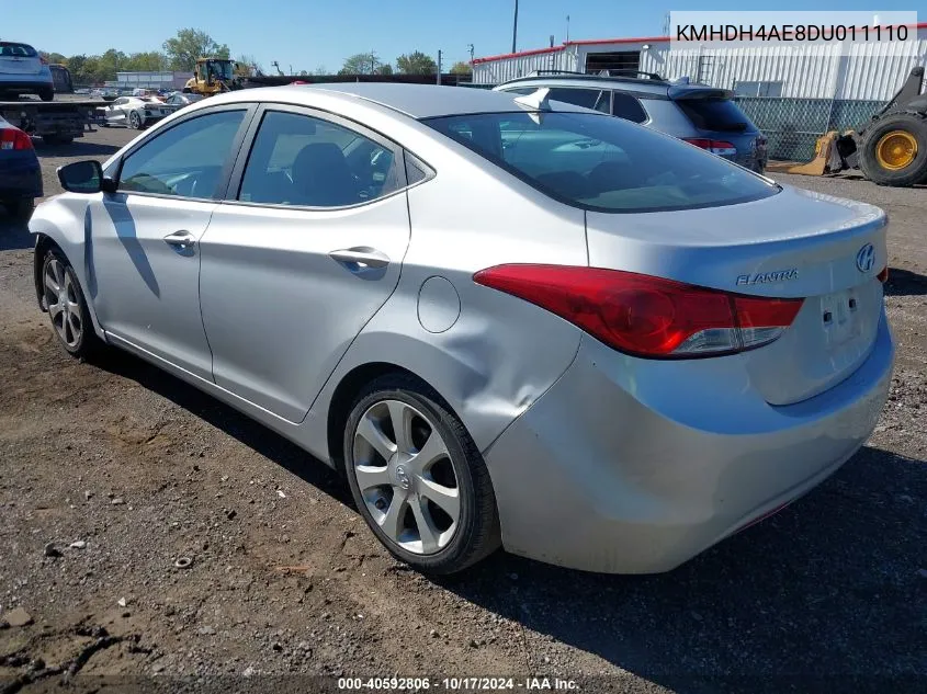 2013 Hyundai Elantra Limited VIN: KMHDH4AE8DU011110 Lot: 40592806