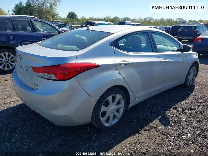 KMHDH4AE8DU011110 2013 Hyundai Elantra Limited