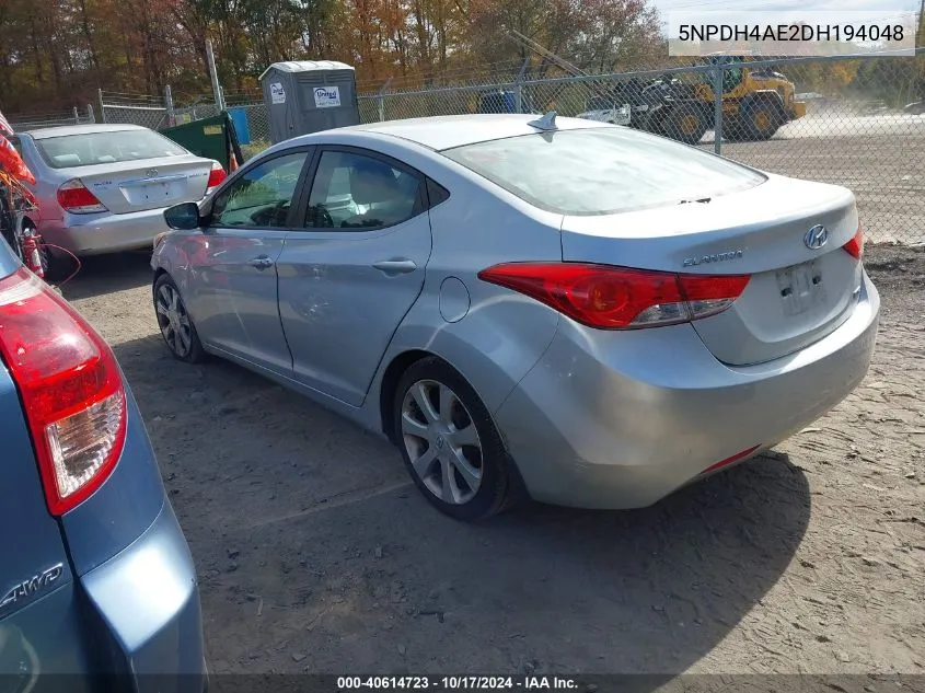 2013 Hyundai Elantra Limited VIN: 5NPDH4AE2DH194048 Lot: 40614723