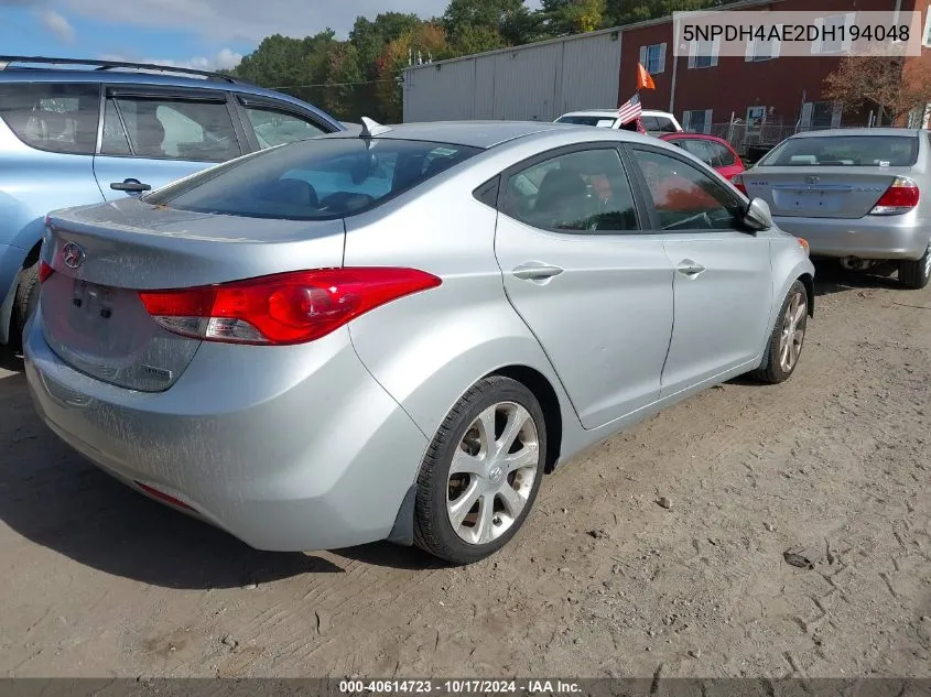 2013 Hyundai Elantra Limited VIN: 5NPDH4AE2DH194048 Lot: 40614723