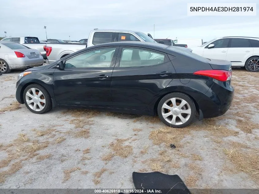 2013 Hyundai Elantra Limited VIN: 5NPDH4AE3DH281974 Lot: 40626918