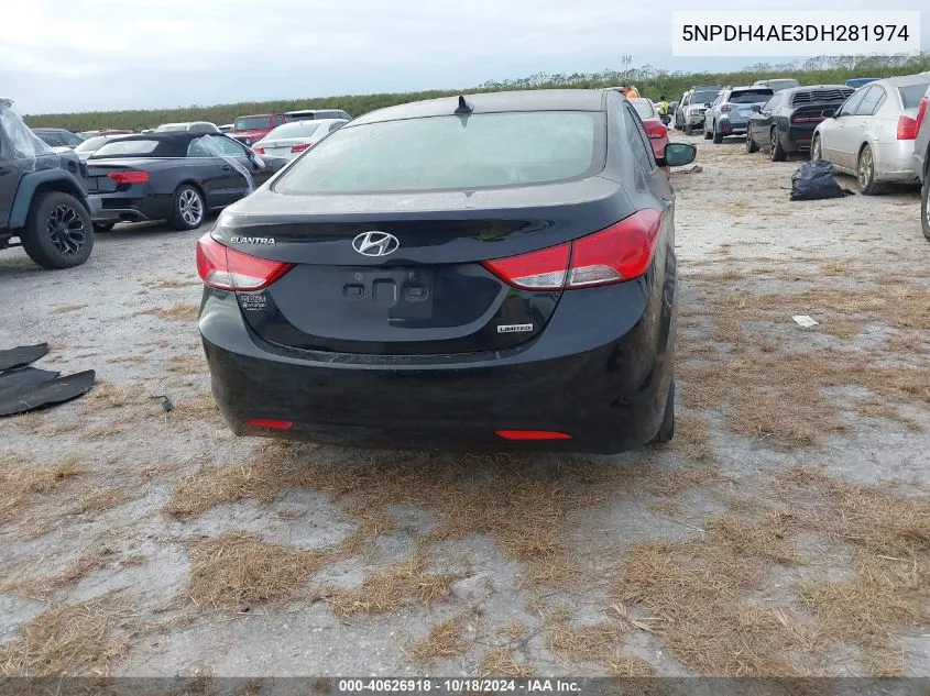 2013 Hyundai Elantra Limited VIN: 5NPDH4AE3DH281974 Lot: 40626918