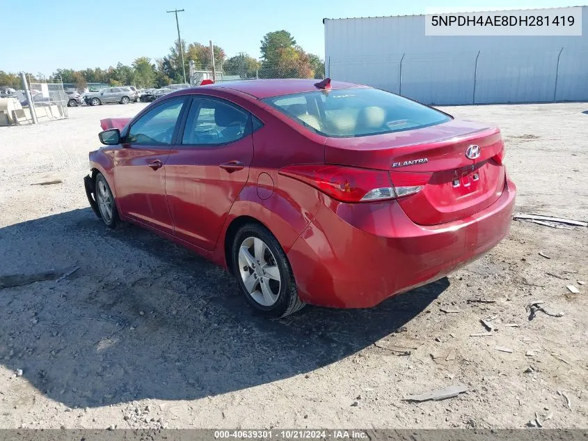 5NPDH4AE8DH281419 2013 Hyundai Elantra Gls