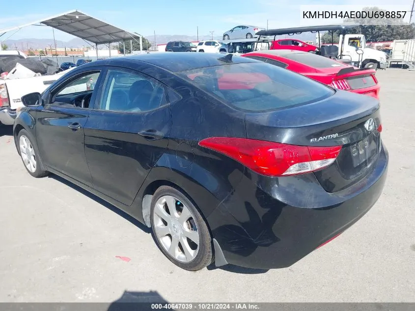 2013 Hyundai Elantra Limited VIN: KMHDH4AE0DU698857 Lot: 40647039