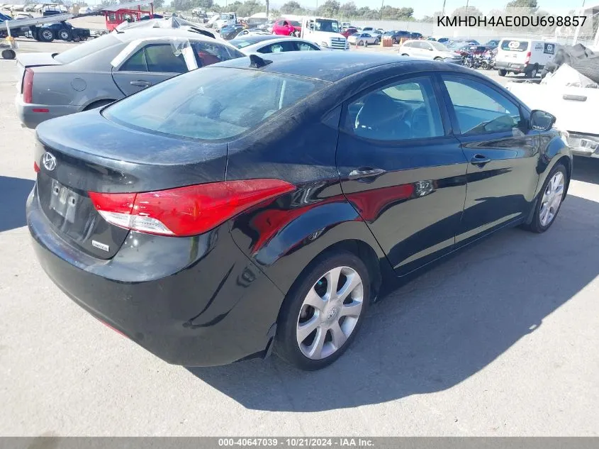 2013 Hyundai Elantra Limited VIN: KMHDH4AE0DU698857 Lot: 40647039