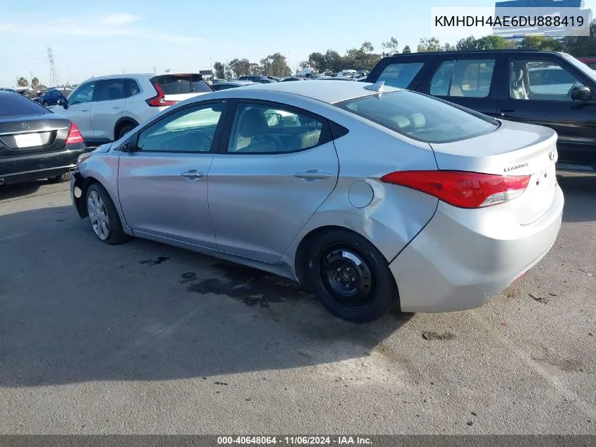 2013 Hyundai Elantra Limited VIN: KMHDH4AE6DU888419 Lot: 40648064