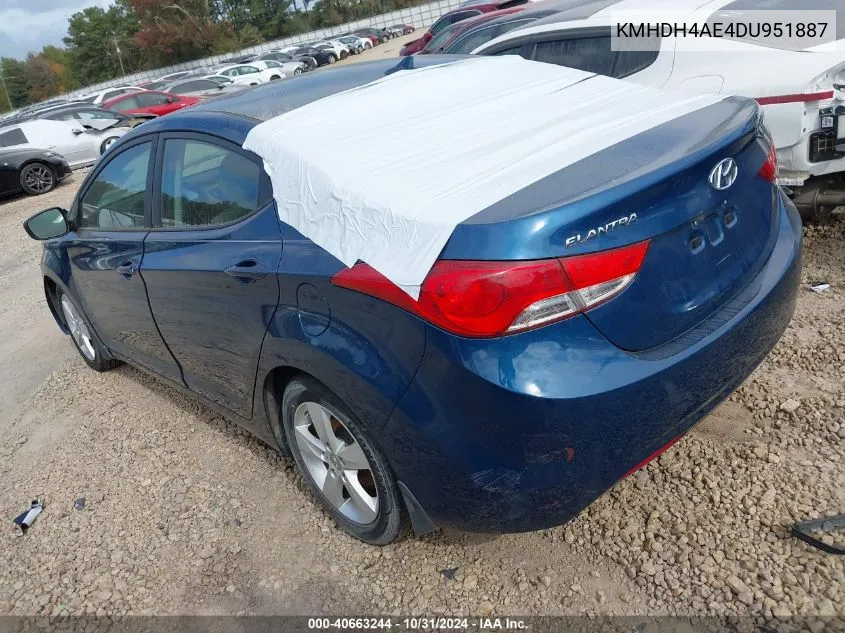 2013 Hyundai Elantra Gls VIN: KMHDH4AE4DU951887 Lot: 40663244