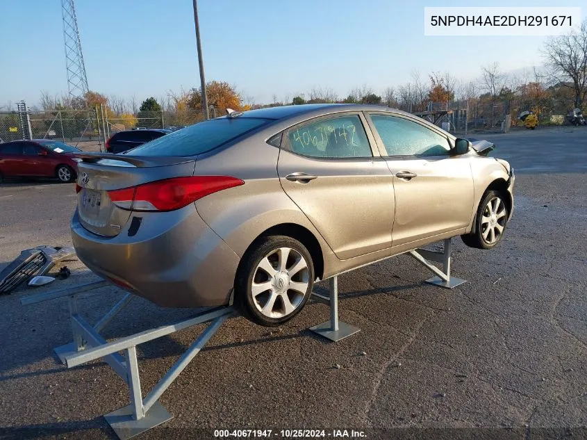 2013 Hyundai Elantra Limited VIN: 5NPDH4AE2DH291671 Lot: 40671947