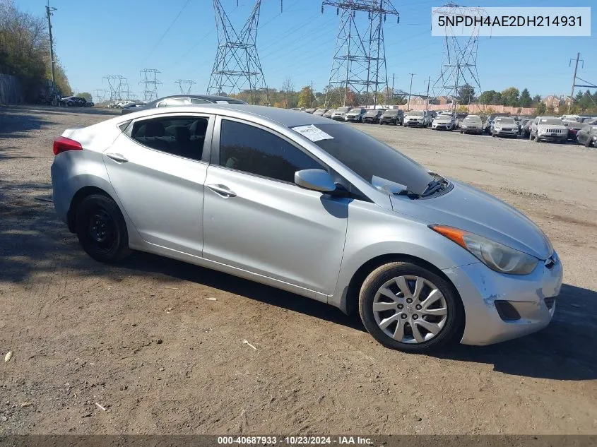 2013 Hyundai Elantra Gls VIN: 5NPDH4AE2DH214931 Lot: 40687933