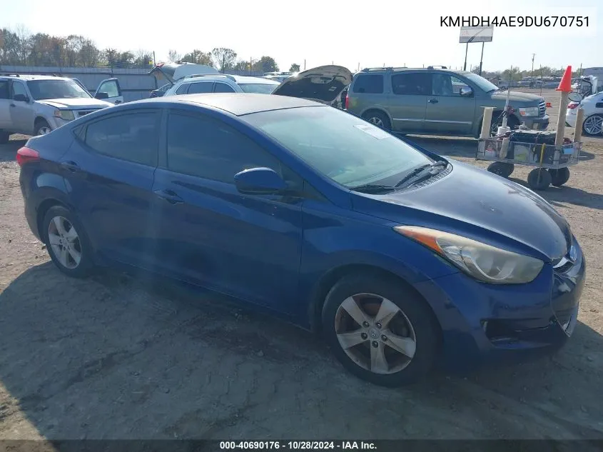 2013 Hyundai Elantra Gls VIN: KMHDH4AE9DU670751 Lot: 40690176