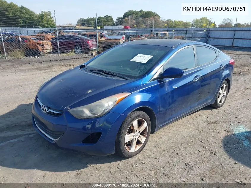 2013 Hyundai Elantra Gls VIN: KMHDH4AE9DU670751 Lot: 40690176