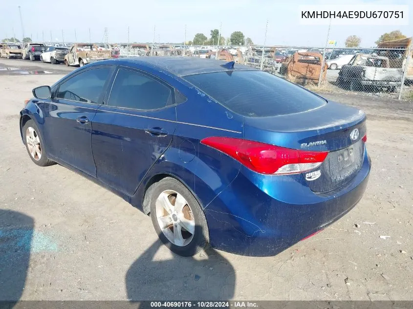 2013 Hyundai Elantra Gls VIN: KMHDH4AE9DU670751 Lot: 40690176