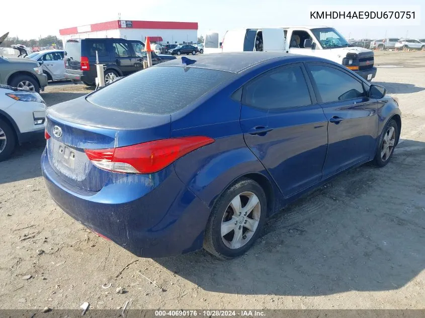 2013 Hyundai Elantra Gls VIN: KMHDH4AE9DU670751 Lot: 40690176