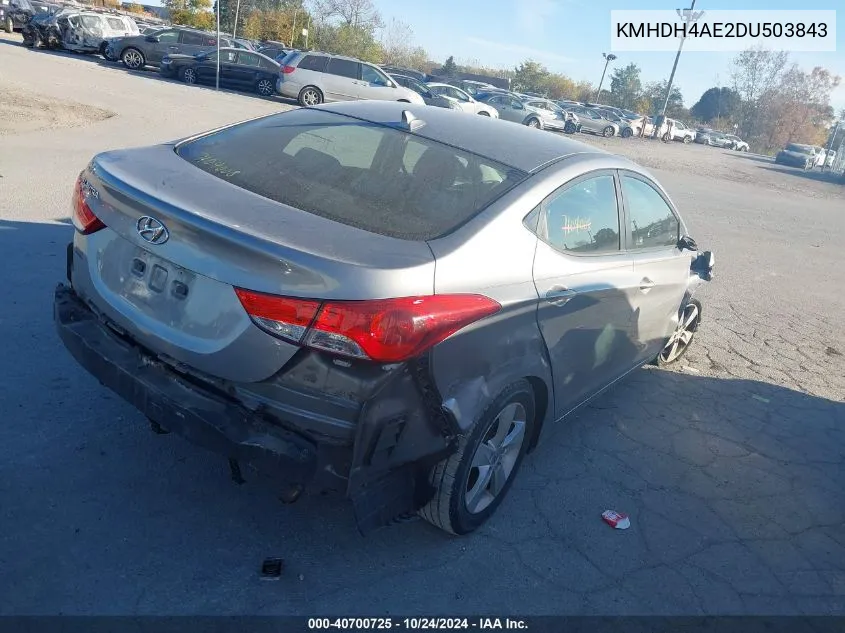 2013 Hyundai Elantra Gls VIN: KMHDH4AE2DU503843 Lot: 40700725