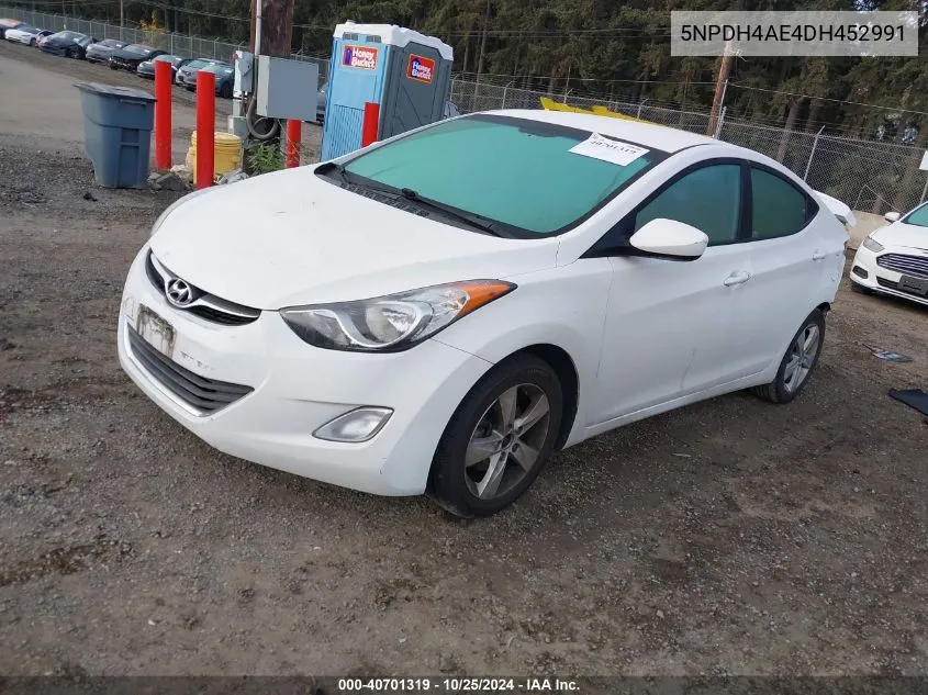 2013 Hyundai Elantra Gls VIN: 5NPDH4AE4DH452991 Lot: 40701319