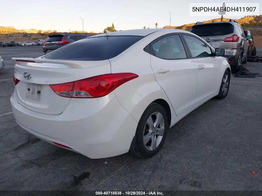 2013 Hyundai Elantra Gls VIN: 5NPDH4AE4DH411907 Lot: 40718838