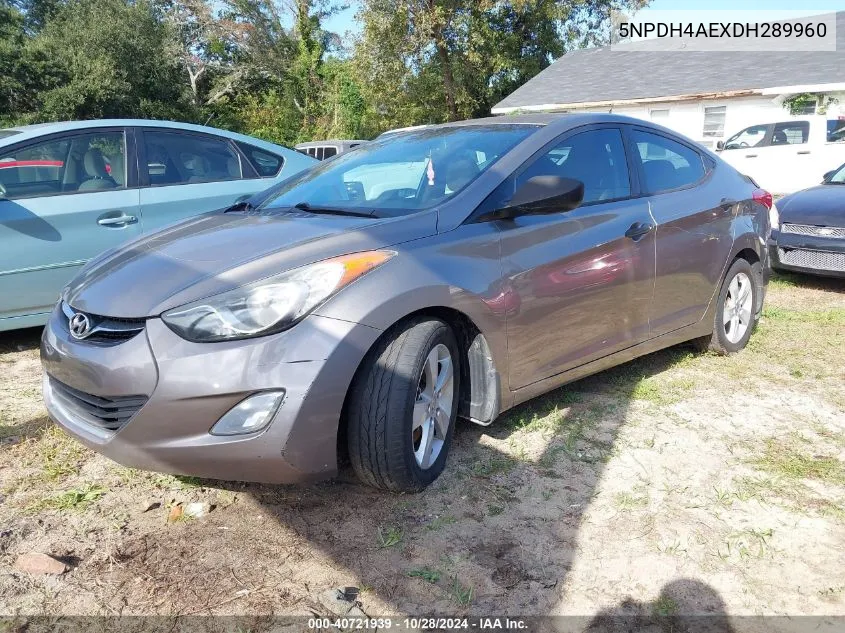 2013 Hyundai Elantra Gls VIN: 5NPDH4AEXDH289960 Lot: 40721939