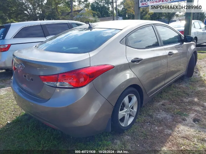 2013 Hyundai Elantra Gls VIN: 5NPDH4AEXDH289960 Lot: 40721939