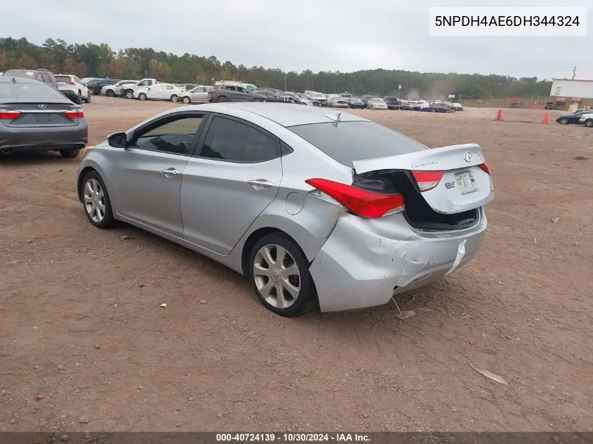 2013 Hyundai Elantra Limited VIN: 5NPDH4AE6DH344324 Lot: 40724139