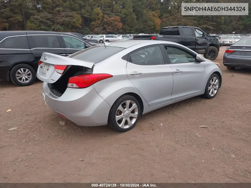 2013 Hyundai Elantra Limited VIN: 5NPDH4AE6DH344324 Lot: 40724139