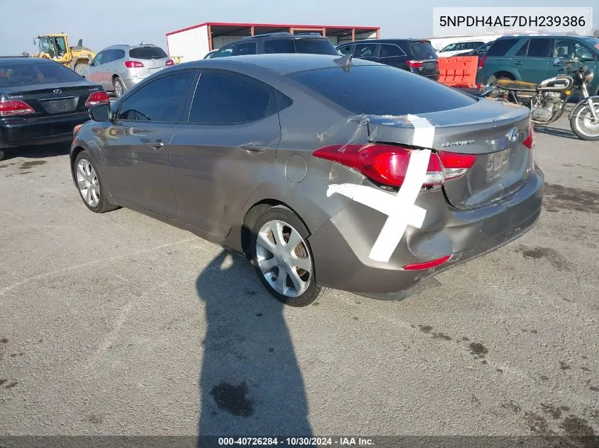 2013 Hyundai Elantra Limited VIN: 5NPDH4AE7DH239386 Lot: 40726284