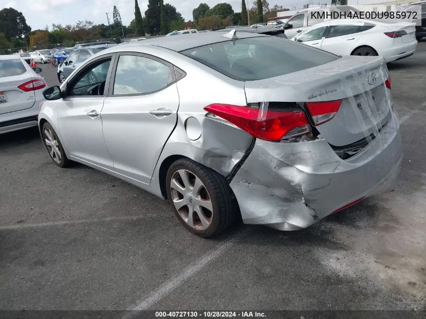 2013 Hyundai Elantra Limited VIN: KMHDH4AE0DU985972 Lot: 40727130