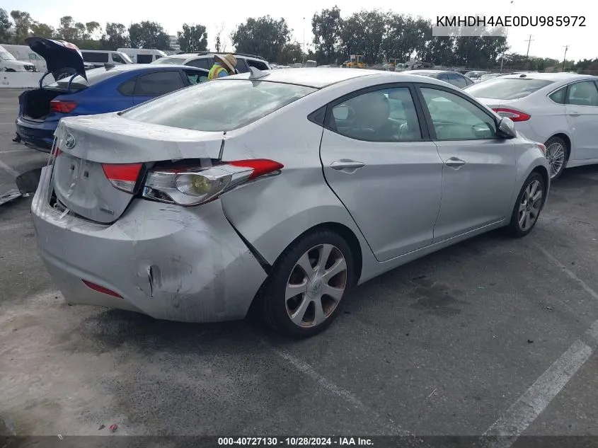 2013 Hyundai Elantra Limited VIN: KMHDH4AE0DU985972 Lot: 40727130