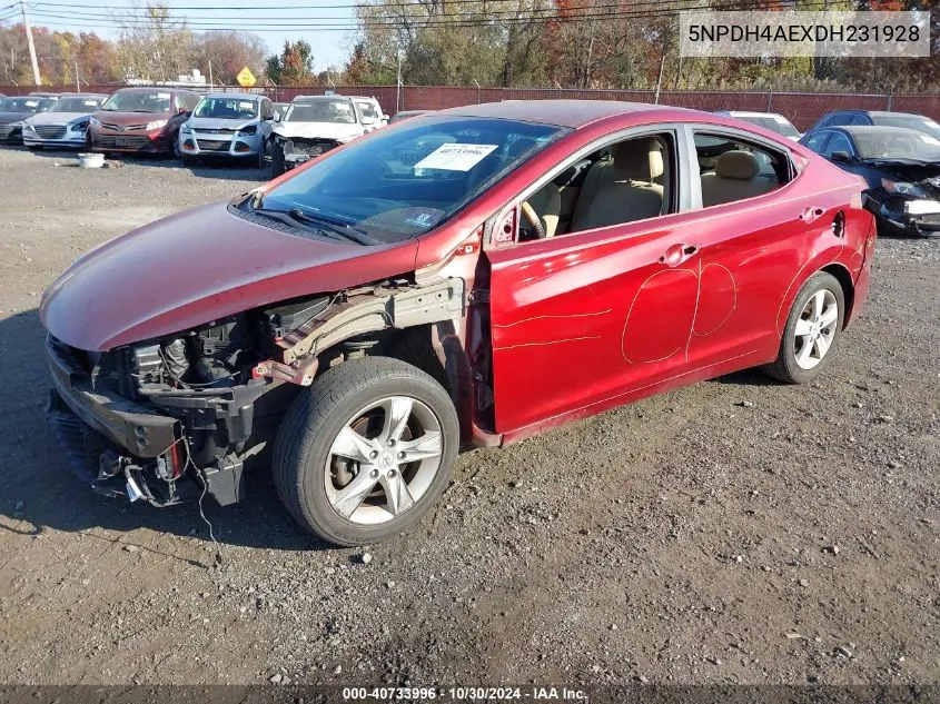 2013 Hyundai Elantra Gls VIN: 5NPDH4AEXDH231928 Lot: 40733996