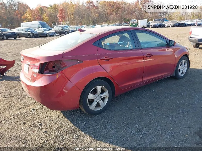 2013 Hyundai Elantra Gls VIN: 5NPDH4AEXDH231928 Lot: 40733996