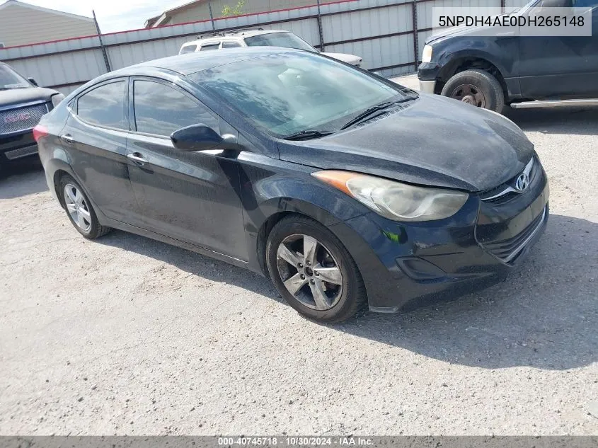 5NPDH4AE0DH265148 2013 Hyundai Elantra Gls