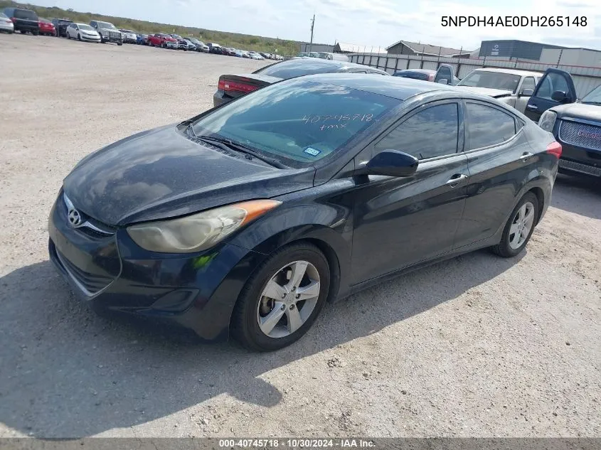 5NPDH4AE0DH265148 2013 Hyundai Elantra Gls