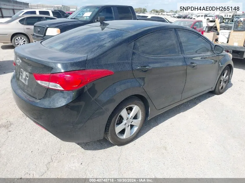 5NPDH4AE0DH265148 2013 Hyundai Elantra Gls