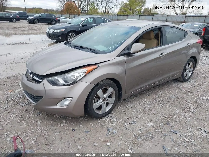 2013 Hyundai Elantra Gls VIN: 5NPDH4AE4DH392646 Lot: 40843091