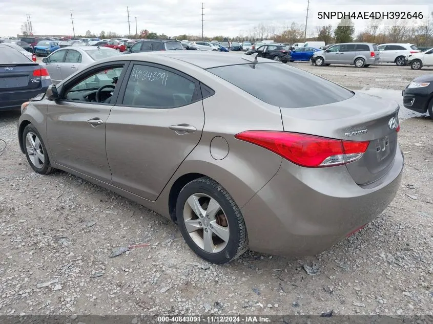 2013 Hyundai Elantra Gls VIN: 5NPDH4AE4DH392646 Lot: 40843091