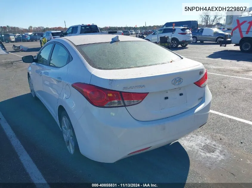 2013 Hyundai Elantra Limited VIN: 5NPDH4AEXDH229807 Lot: 40855831