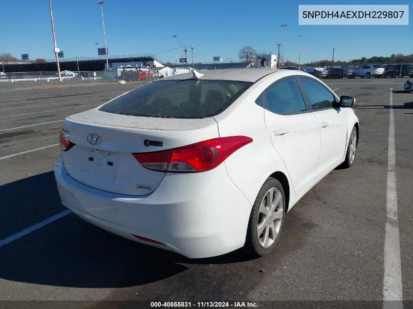 2013 Hyundai Elantra Limited VIN: 5NPDH4AEXDH229807 Lot: 40855831