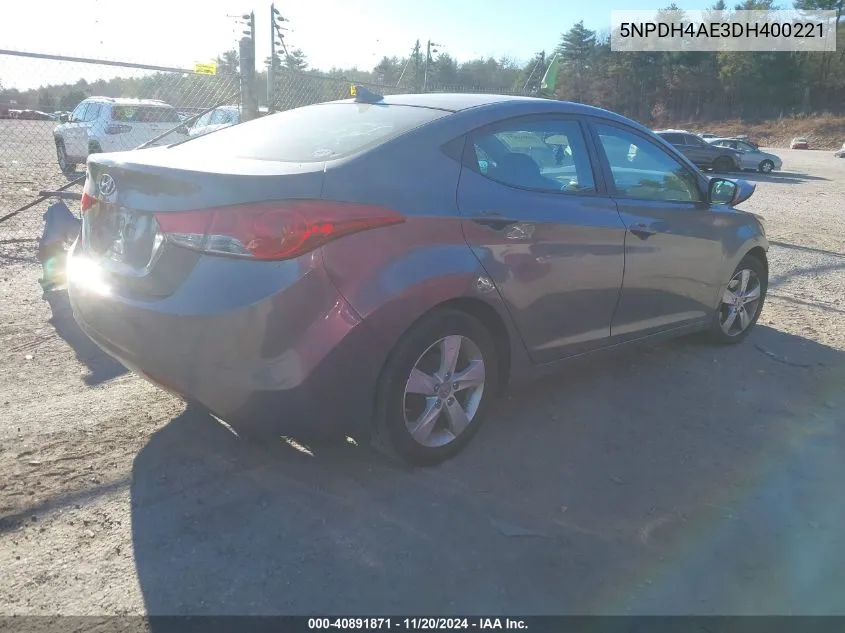 2013 Hyundai Elantra Gls VIN: 5NPDH4AE3DH400221 Lot: 40891871