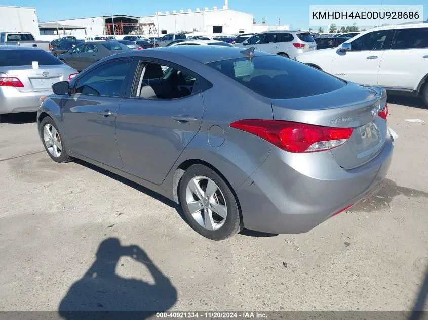 2013 Hyundai Elantra Gls VIN: KMHDH4AE0DU928686 Lot: 40921334