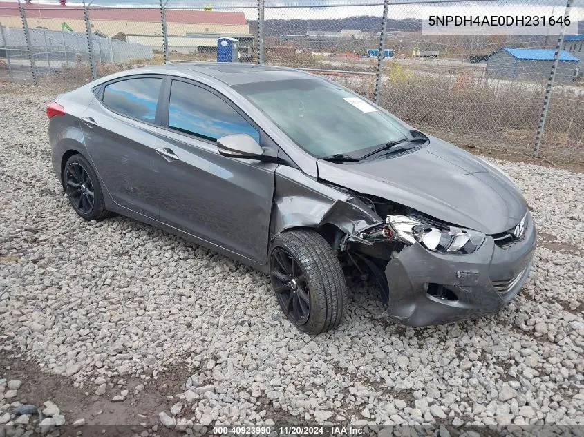 2013 Hyundai Elantra Limited VIN: 5NPDH4AE0DH231646 Lot: 40923990