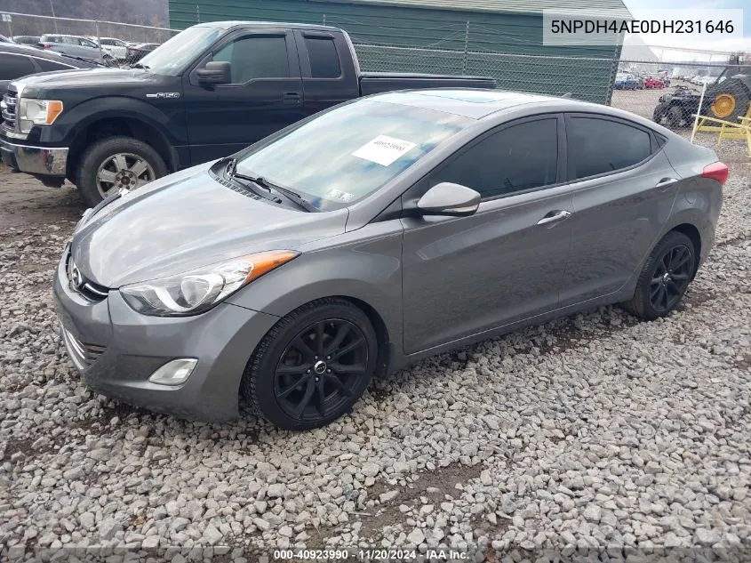 2013 Hyundai Elantra Limited VIN: 5NPDH4AE0DH231646 Lot: 40923990