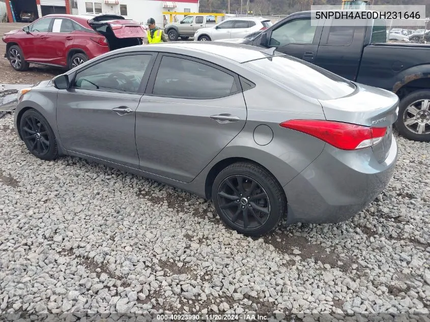 2013 Hyundai Elantra Limited VIN: 5NPDH4AE0DH231646 Lot: 40923990