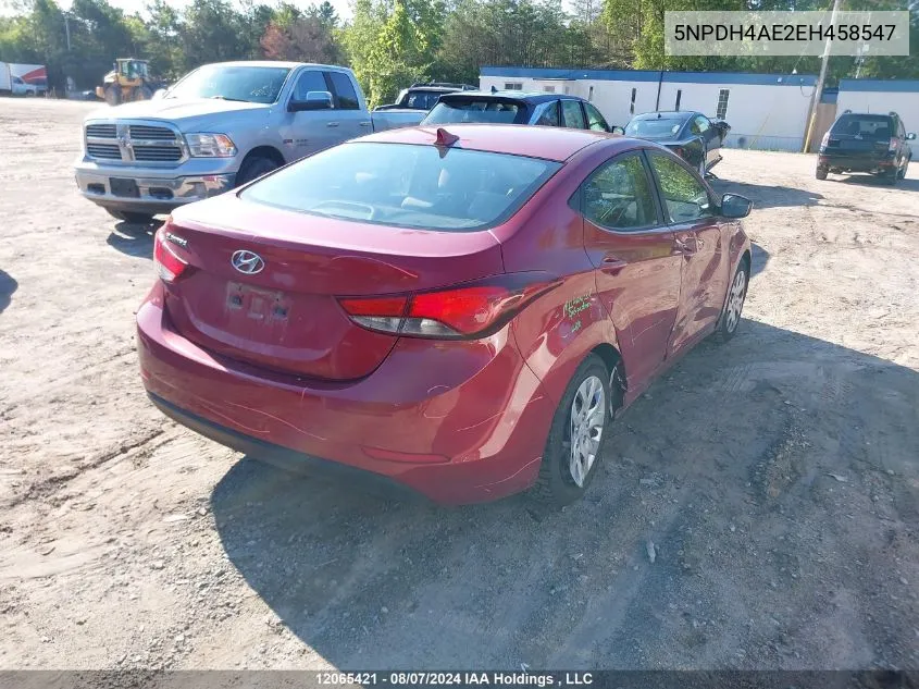 2014 Hyundai Elantra Se/Sport/Limited VIN: 5NPDH4AE2EH458547 Lot: 12065421