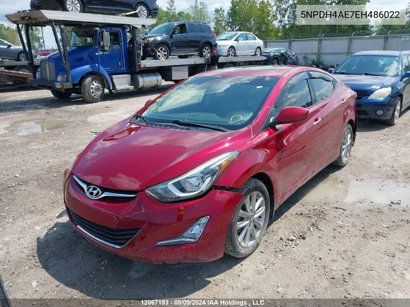 2014 Hyundai Elantra Se/Sport/Limited VIN: 5NPDH4AE7EH486022 Lot: 12067193