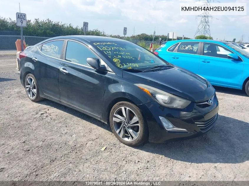 KMHDH4AH2EU094125 2014 Hyundai Elantra Se/Sport/Limited