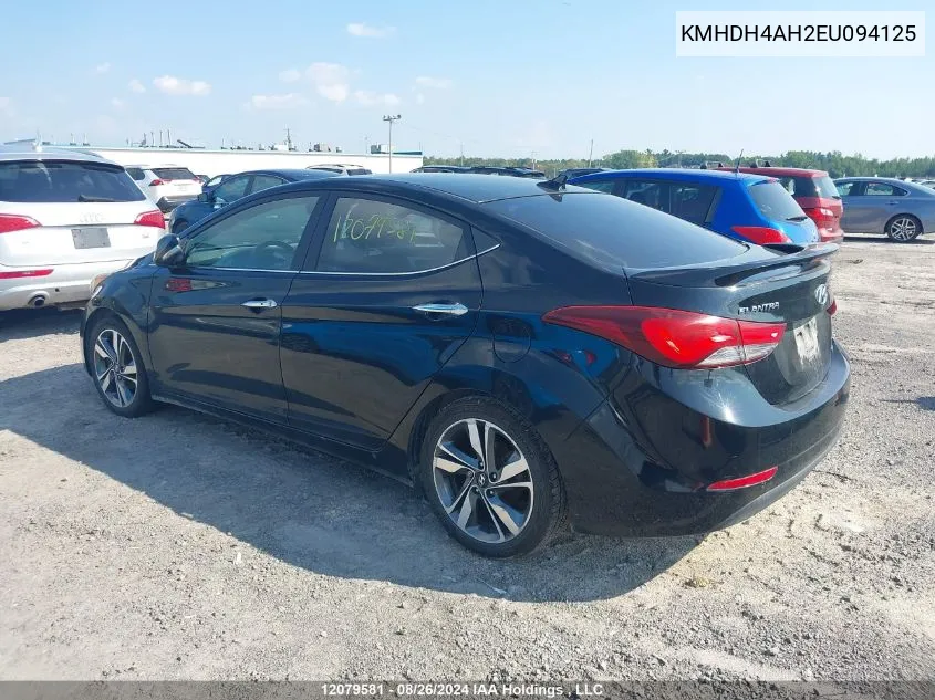 2014 Hyundai Elantra Se/Sport/Limited VIN: KMHDH4AH2EU094125 Lot: 12079581