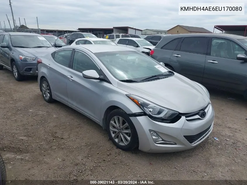 2014 Hyundai Elantra Se VIN: KMHDH4AE6EU170080 Lot: 39021143